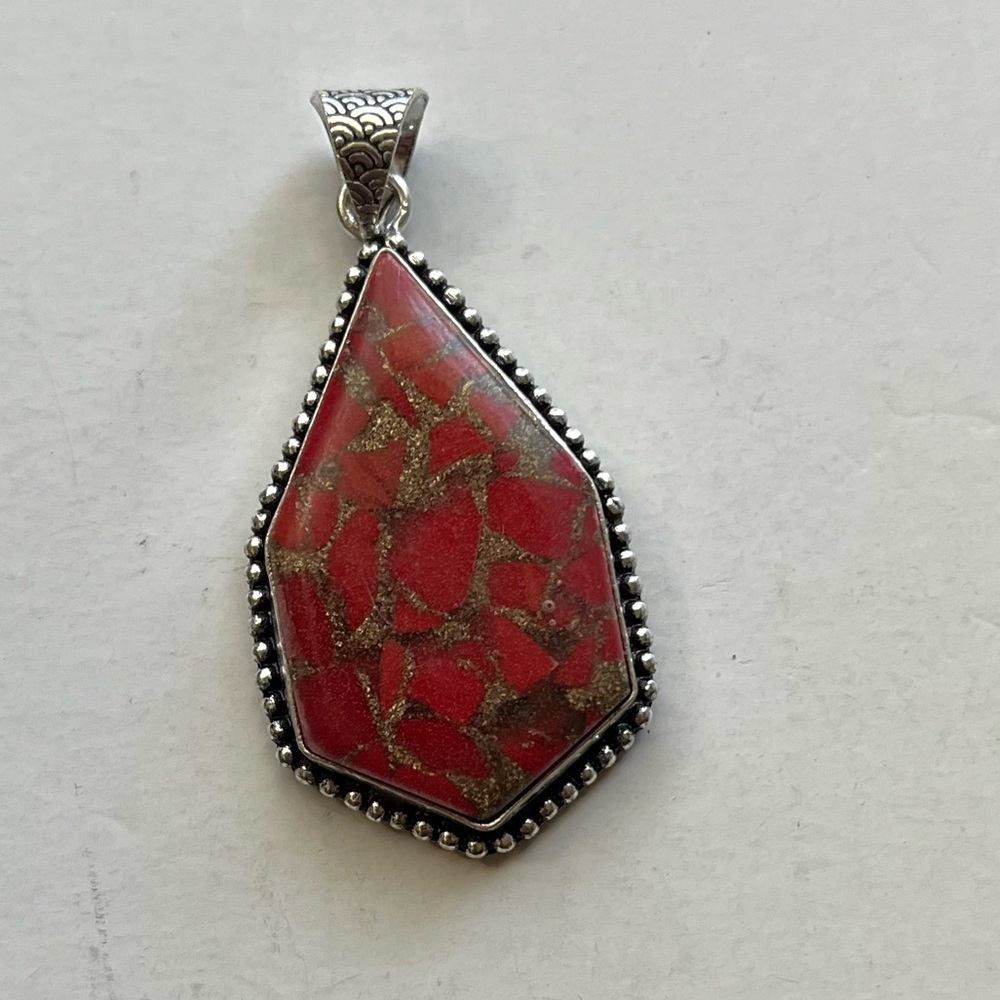 NWT Copper coral 925 silver plated pendent